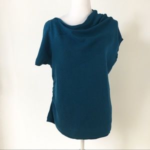 Anthropologie Moth asymmetric teal sweater top L